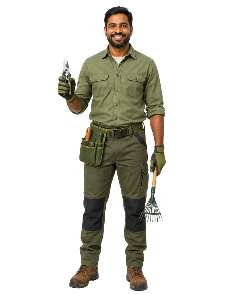 Professional garden service worker in South Africa — web design for garden services