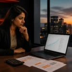 South African business owner comparing SEO quotes and website traffic growth on a laptop