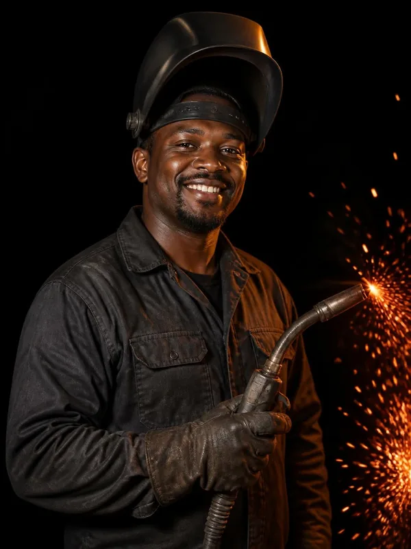 Welder fabricating steel in a workshop in South Africa – web design for welding companies
