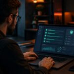 Web developer checking a website security and updates dashboard